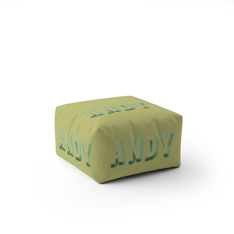 Personalised Name Bold Pixel 3D Any Colour Ottoman Filled Pouffe Washable Cover