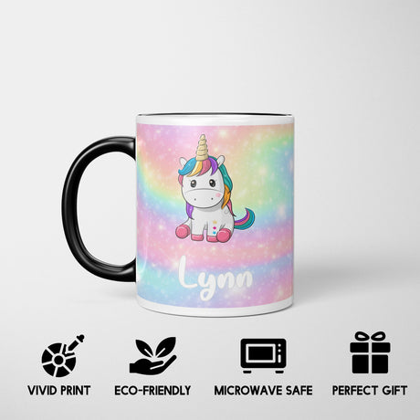 Personalised Custom Name Rainbow Unicorn Heat Sensitive Colour Changing Cup