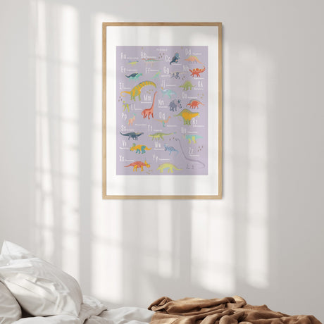 Personalised Dinosaur Alphabet Custom Name & Colour Wall Art Poster Print Decor