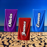 Personalised Custom Name Funky Font Any Background Colour Beach Bath Sheet Towel