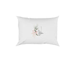 Personalised Your Name Gentle Botanical Blush Initial Letter Pillow Case Gift