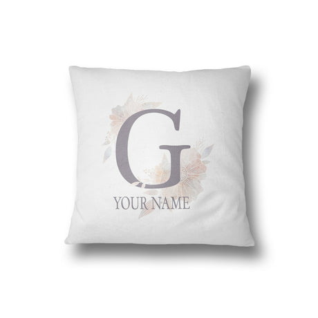 Personalised Misty Dusty Pastel Alphabet Floral Name Initial Letter Cushion
