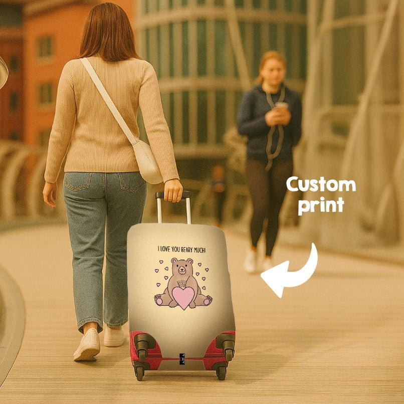I Love You Beary Much Custom Luggage Cover Gift Personalised Suitcase Protector