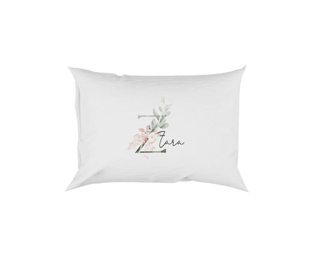 Personalised Your Name Gentle Botanical Blush Initial Letter Pillow Case Gift