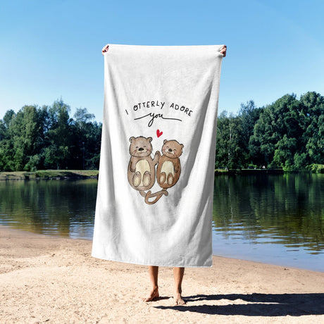 I Otterly Adore You Custom Coloured Cheeky Funny Romantic Beach Bath Sheet Towel