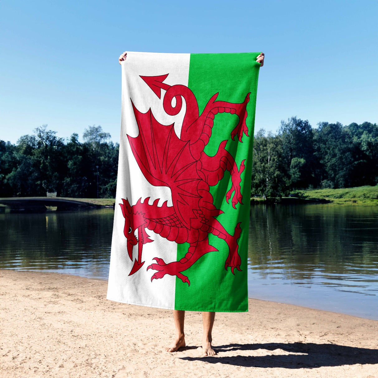 Wales Flag Welsh Dragon Custom Made Soft Highly Absorbent Beach Bath Sheet