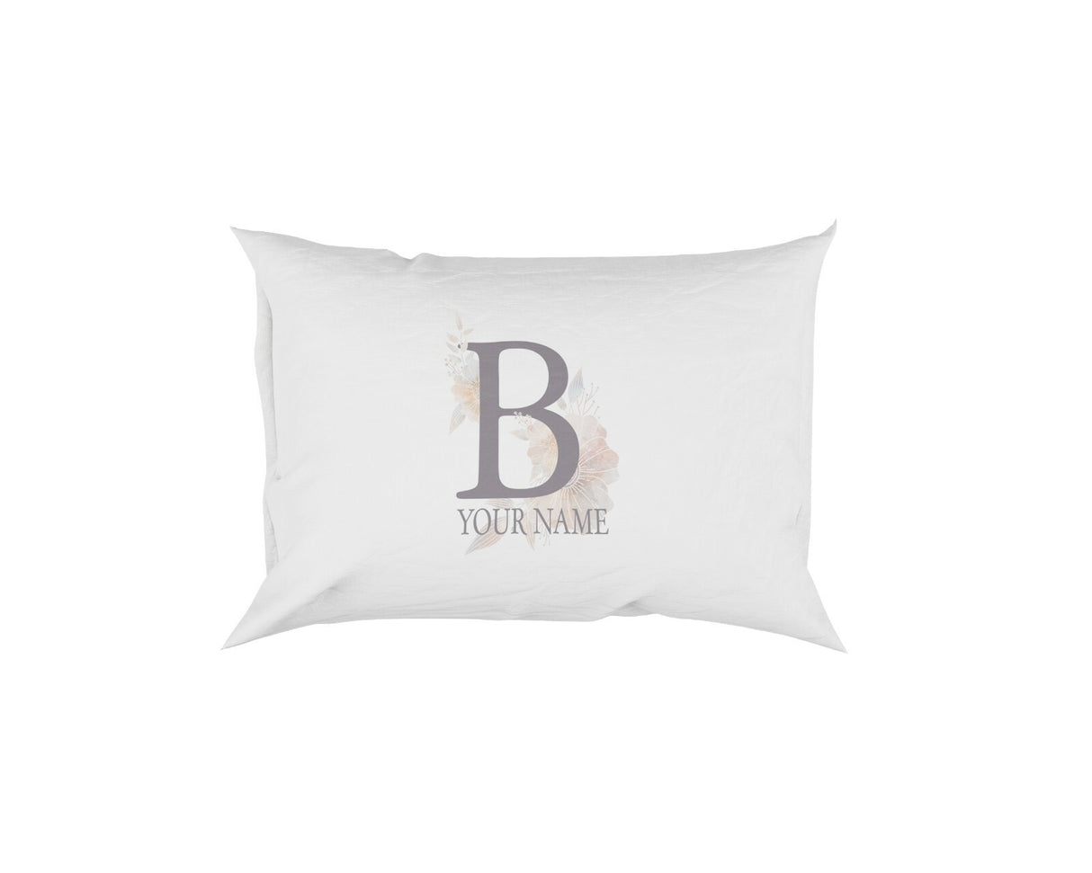 Personalised Misty Dusty Pastel Alphabet Floral Name Initial Letter Pillow Case