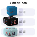 Personalise Vintage Ornament Name Kids Font Ottoman Filled Pouffe Washable Cover