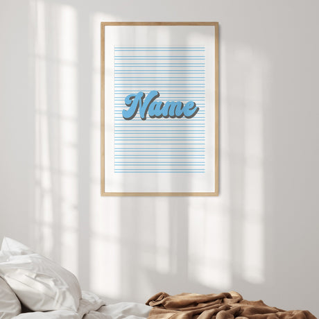 Personalised Custom Name Colour Stripe Retro Font Wall Art Poster Print & Decor