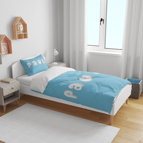 Personalised Name Colour 3D Bubble Font Toddler Cot Bed Duvet Cover + Pillowcase