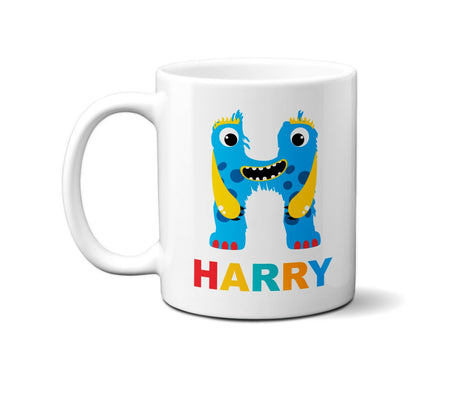 Personalised Little Multi Monster Name Initial Letter Kids Mug Gift 11oz Ceramic