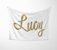 Personalised Name Gold Glitter Font Novelty Soft Fleece Mink Blanket Gift Decor