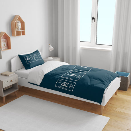 Personalised Name Science Chemical Font Kids Cot Bed Duvet Cover + Pillowcase