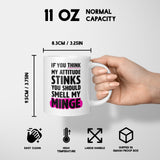 Attitude Stinks Rude Cheeky Funny Gift Coffee Tea Mug + Coaster Option Him Her