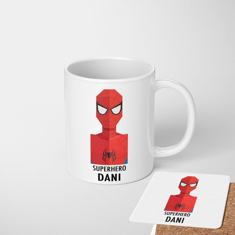 Superhero Personalised Name Kids Tea Coffee Drink Mug Gift Mug Set Coaster Cup