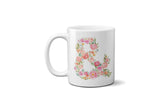 Personalised Alphabet Floral Name Initial Letter Coffee Mug Gift 11oz Ceramic