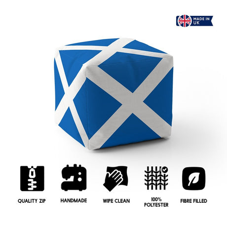 Scotland Flag Scottish Cross Ottoman Filled Pouffe Footrest Inc Washable Cover
