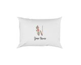 Personalised Floral Watercolour Hand Paint Effect Alphabet Floral Name Pillow