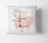 Personalised Gentle Blush Floral Pink Name Monogram Cushion Cover Case & Insert 