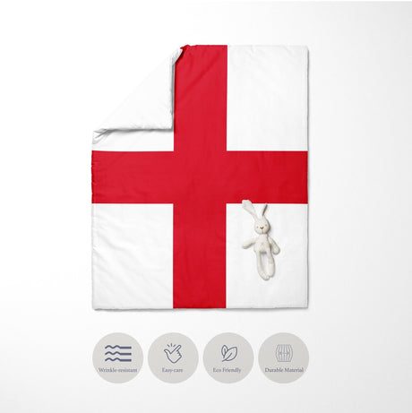 England Flag St George's Cross Custom Toddler Cot Bed Duvet Cover + Pillowcase