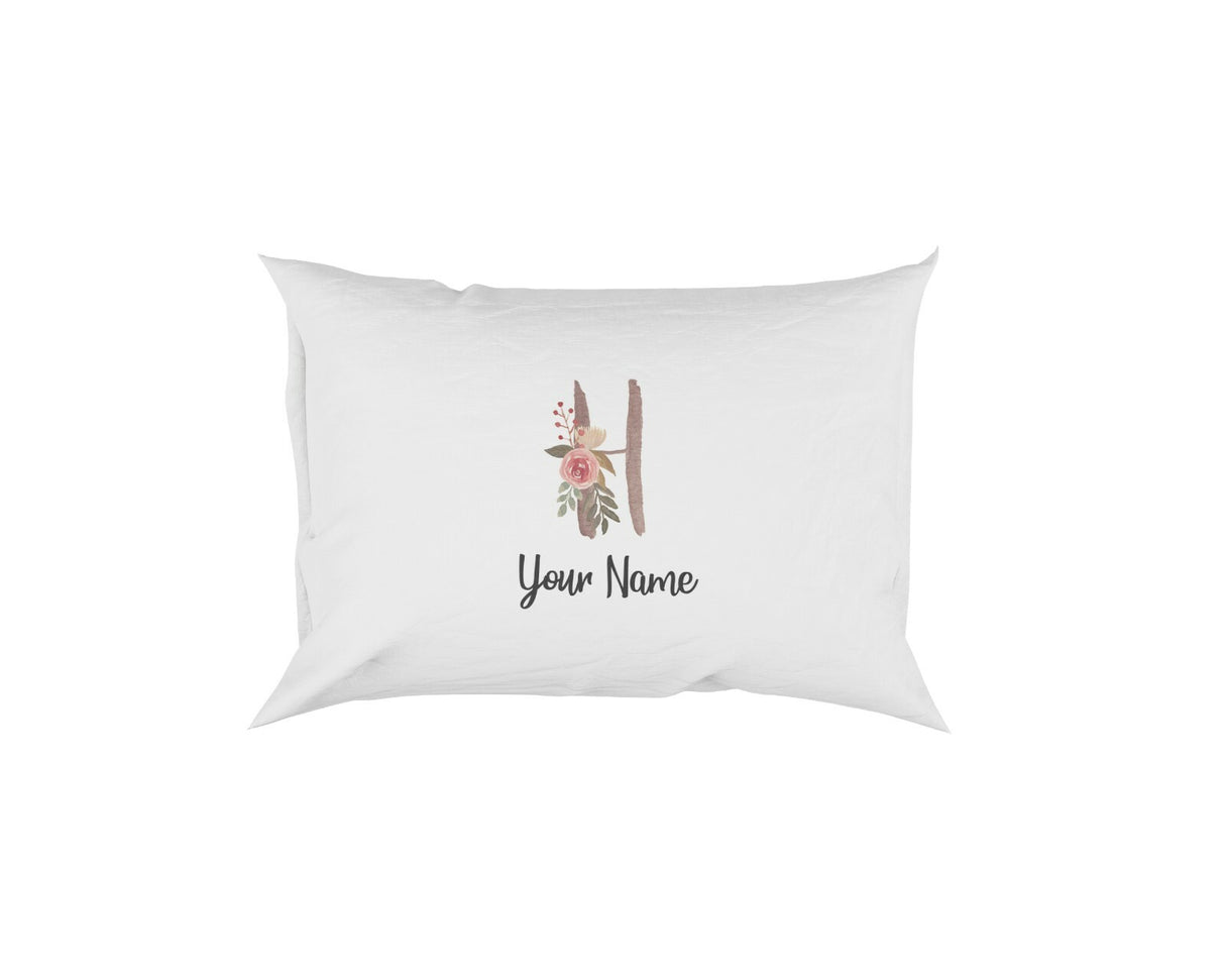 Personalised Floral Watercolour Hand Paint Effect Alphabet Floral Name Pillow