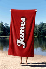 Personalised Custom Name Funky Font Any Background Colour Beach Bath Sheet Towel