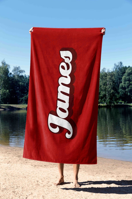 Personalised Custom Name Funky Font Any Background Colour Beach Bath Sheet Towel