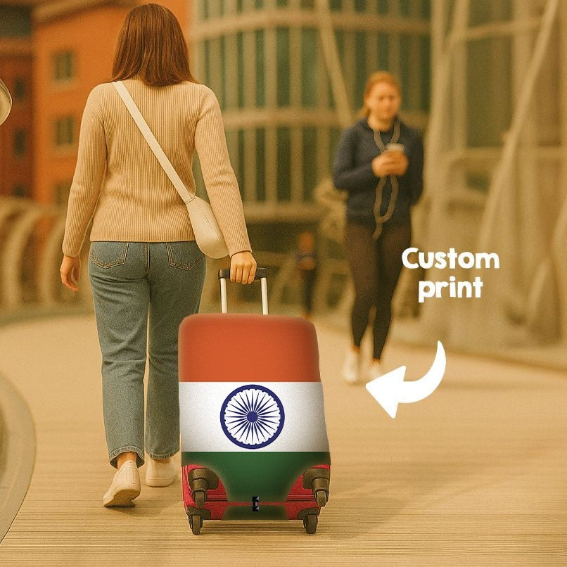 Indian Flag India Suitcase Cover Travel Gift Stretch Fit Luggage Protect Custom