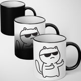 Cat Middle Finger Heat Sensitive Magic Colour Changing Mug Novelty Drink Cup