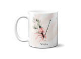 Gentle Touch Blush Pink Design Name Initial Letter Coffee Mug Gift 11oz Ceramic