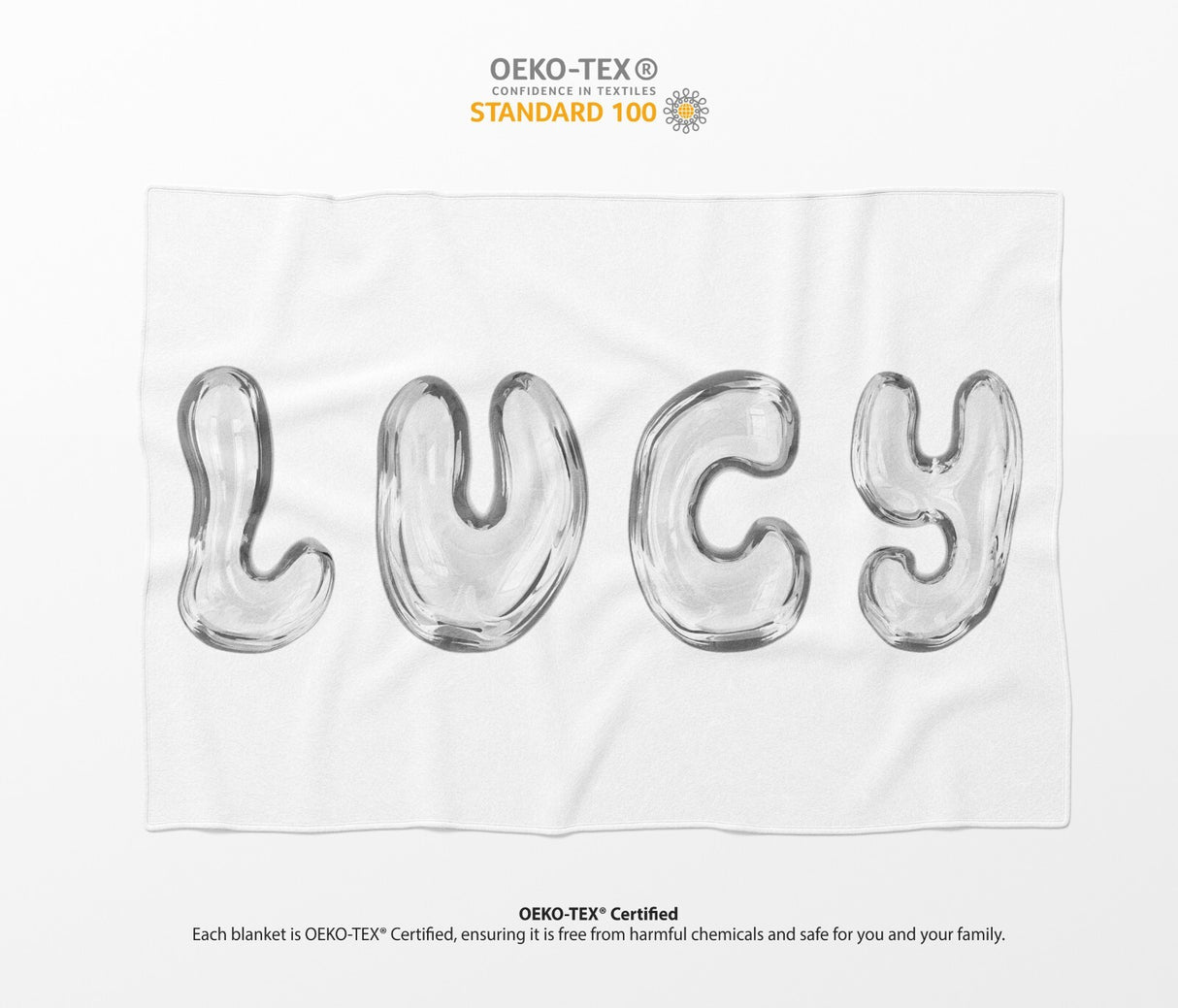 Personalised 3D Bubble Name Text Font Novelty Soft Fleece Mink Blanket Gift De