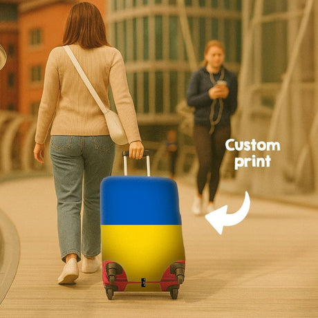 Ukraine Flag Suitcase Cover - Travel Gift Stretch Fit Luggage Protector Custom