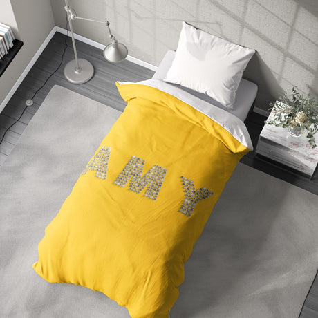 Personalised Any Name Diamond Gems Font Soft Single Size Novelty Bed Duvet Cover