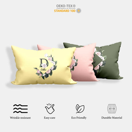Personalised Name Botanical Floral Initial Single Bed Duvet Cover Pillowcase Set