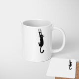 Black Cat Slipping Novelty Custom Coffee Tea Mug Coaster Set Option Gift Him Her