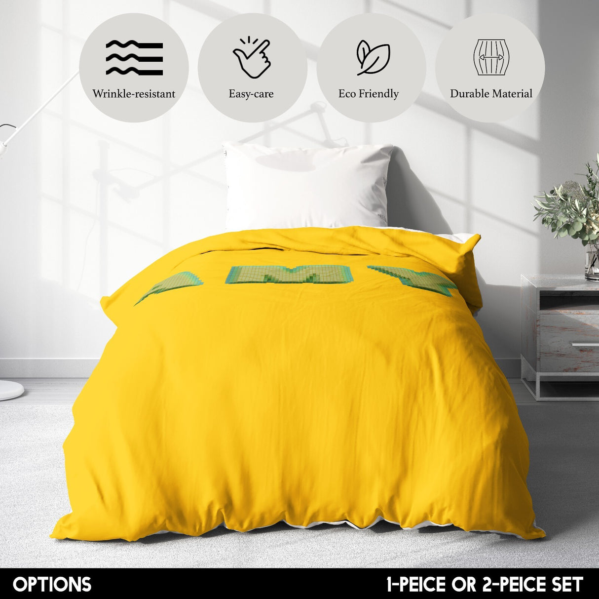 Personalised Any Name Bold Pixel 3D Soft Single Size Novelty Bed Duvet Cover