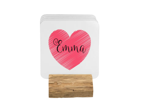 Personalised Name Love Heart Coffee Tea Mug Gift 11oz Mug + Coaster