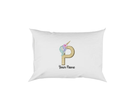 Personalised Unicorn Sparkly Kids Girls Monogram Alphabet Initial Letter Pillow