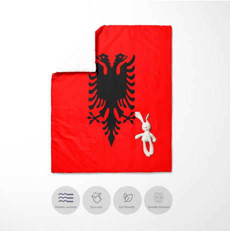Albania Flag Patriotic Design Cot Bed Duvet Cover Toddler Pillowcase Gift Custom