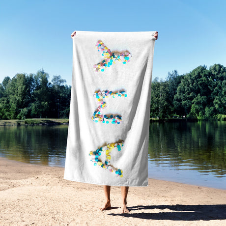 Personalised Confetti Handmade Custom Colour Absorbent Beach Bath Sheet Towel