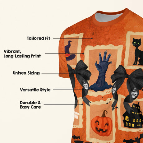 Halloween Spooky Personalised Custom All-Over Printed T-Shirt Colour Unisex Gift