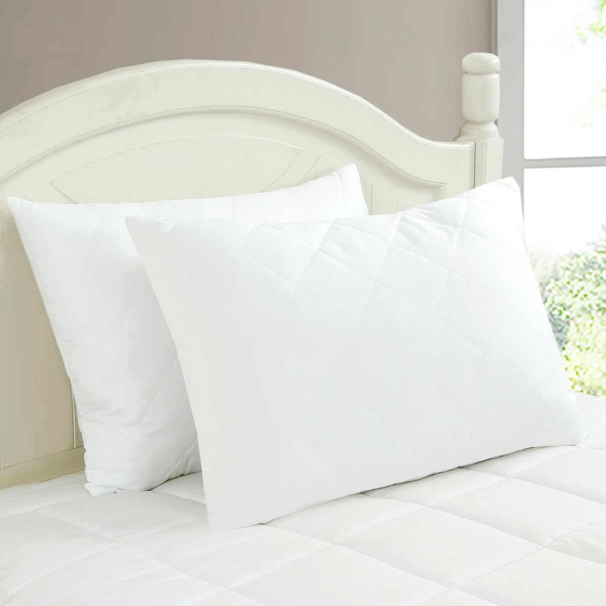 Pillows 2 Pack Hotel Quality Luxury Quilted Cover Anti-Allergy Premium Filled