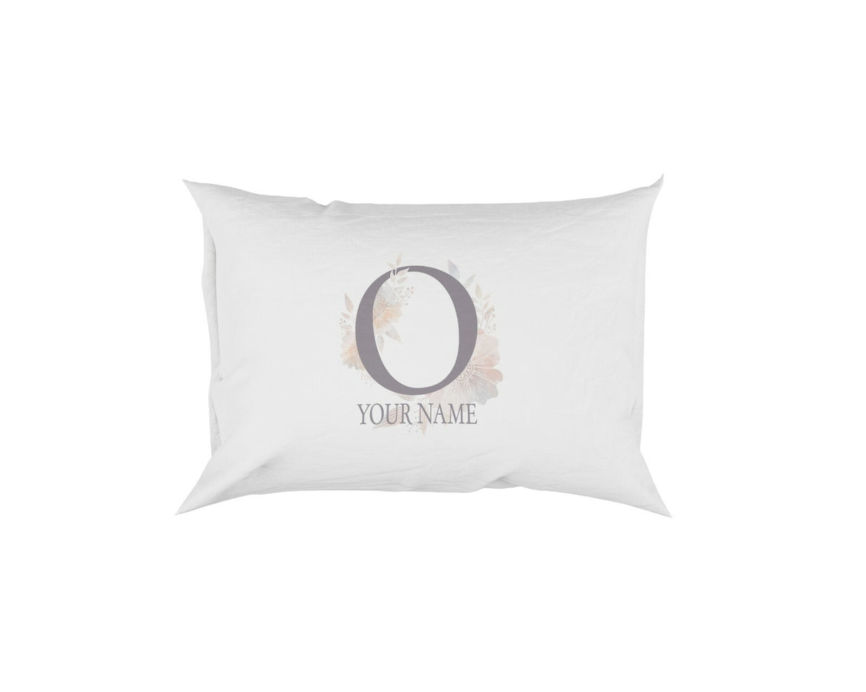 Personalised Misty Dusty Pastel Alphabet Floral Name Initial Letter Pillow Case