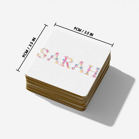 Personalised Pink Floral Alphabet Print Coffee Tea Mug Coaster Gift Him Her Girl