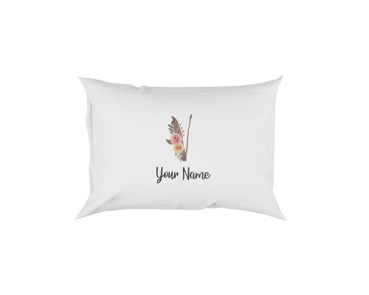 Personalised Floral Watercolour Hand Paint Effect Alphabet Floral Name Pillow