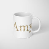 Personalised Any Name Vector Golden Alphabet Coffee Tea Mug Coaster Gift Him Her