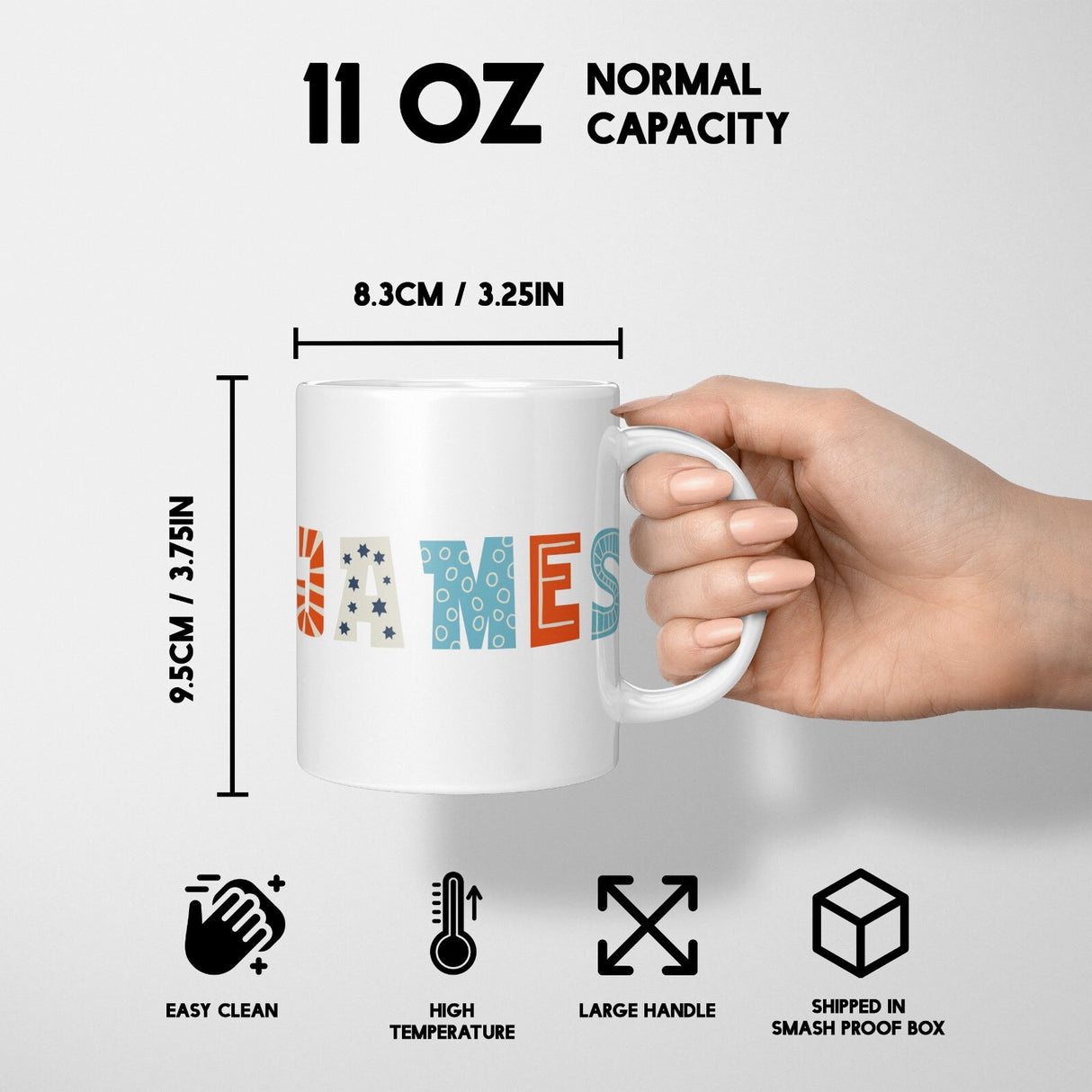 Personalised Kids Alphabet Onyx Text Novelty Coffee Tea Mug Coaster Gift Him Her
