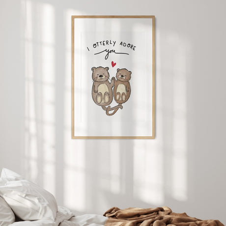 Personalised I Otterly Adore You Cheeky Funny Wall Art Colour Poster Decor