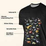 Personalised Dinosaur Alphabet T-Shirt Custom All Over Print Unisex Colour