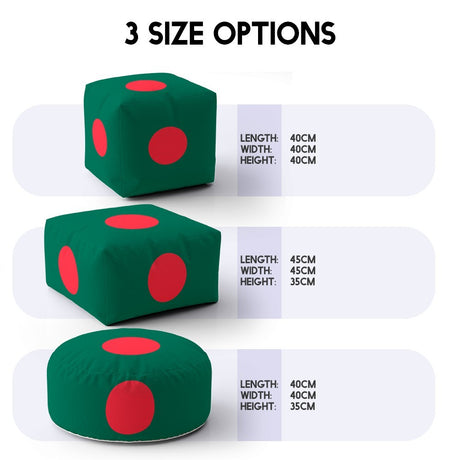 Bangladesh Flag Design Ottoman Filled Pouffe Footrest Washable Cover Custom Soft
